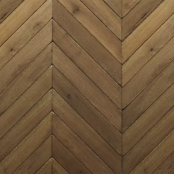 Close-up of natural oak chevron wood planks