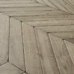 Close-up of rustic grey chevron wood planks