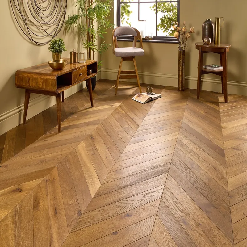 Light oak chevron pattern wood flooring