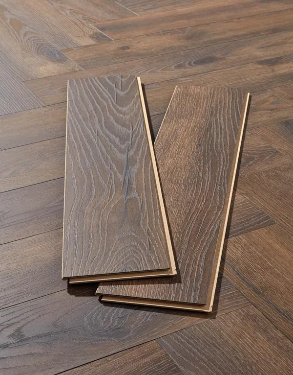 Two oak floor planks showing tongue and groove