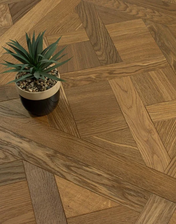 Versailles wood tiles with potted plant