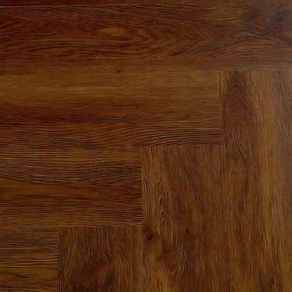Close-up of brown herringbone wood planks