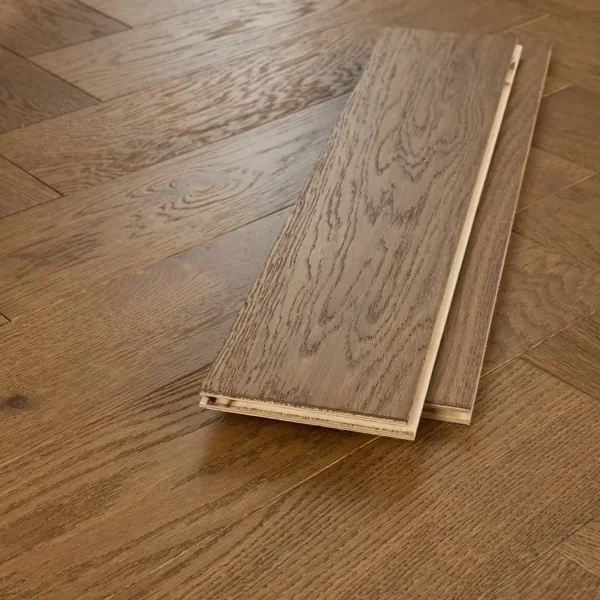 Brown engineered parquet flooring planks