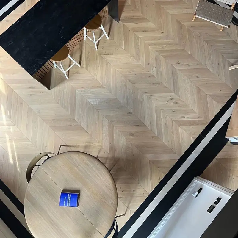 light wood chevron engineered parquet flooring